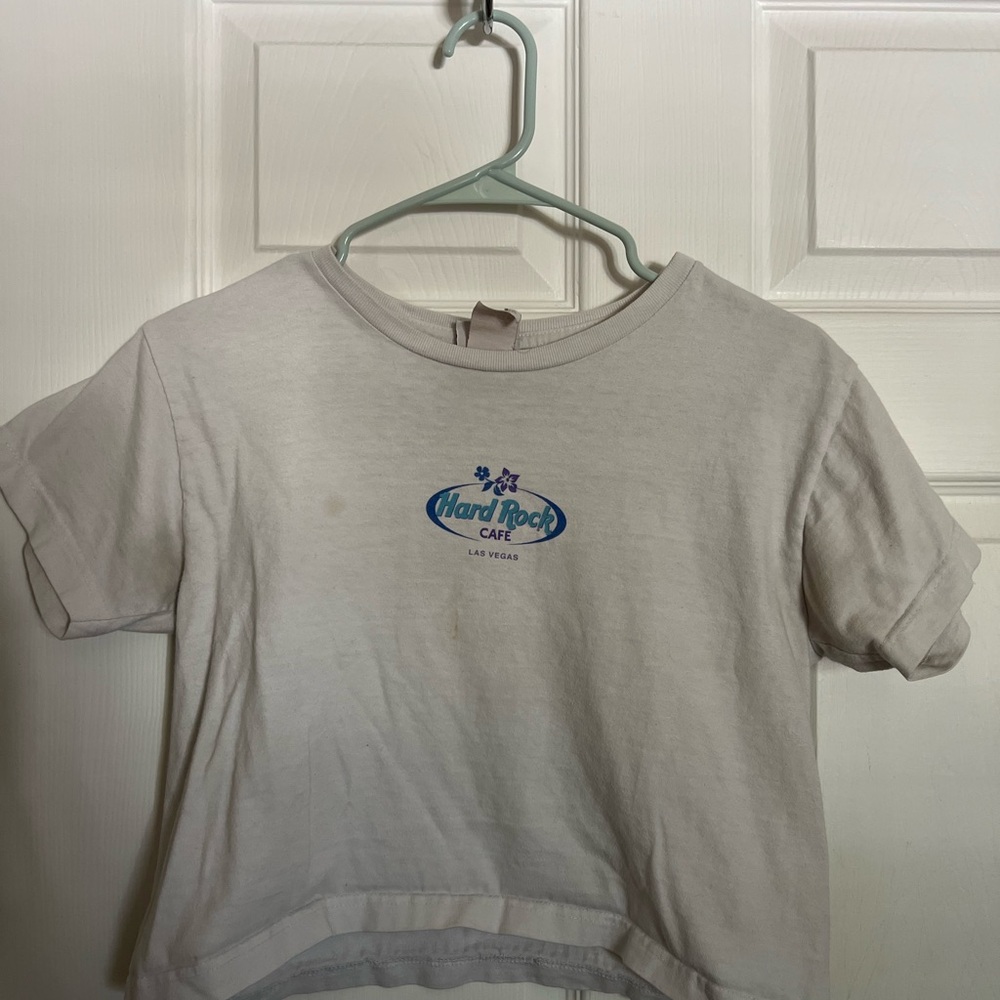 Hard Rock Cafe Cream Tee with Blue Logo